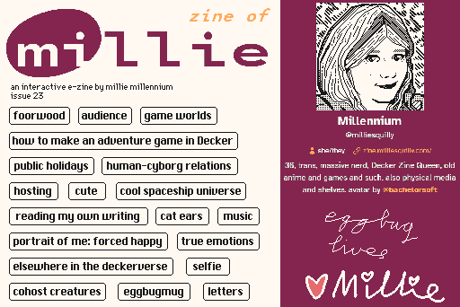 zine of Millie menu